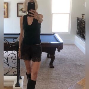 Women’s Black Lace-Trim Shorts by